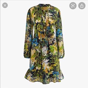 New! J.Crew Silk Ruffle Watercolor Dress Size XS
